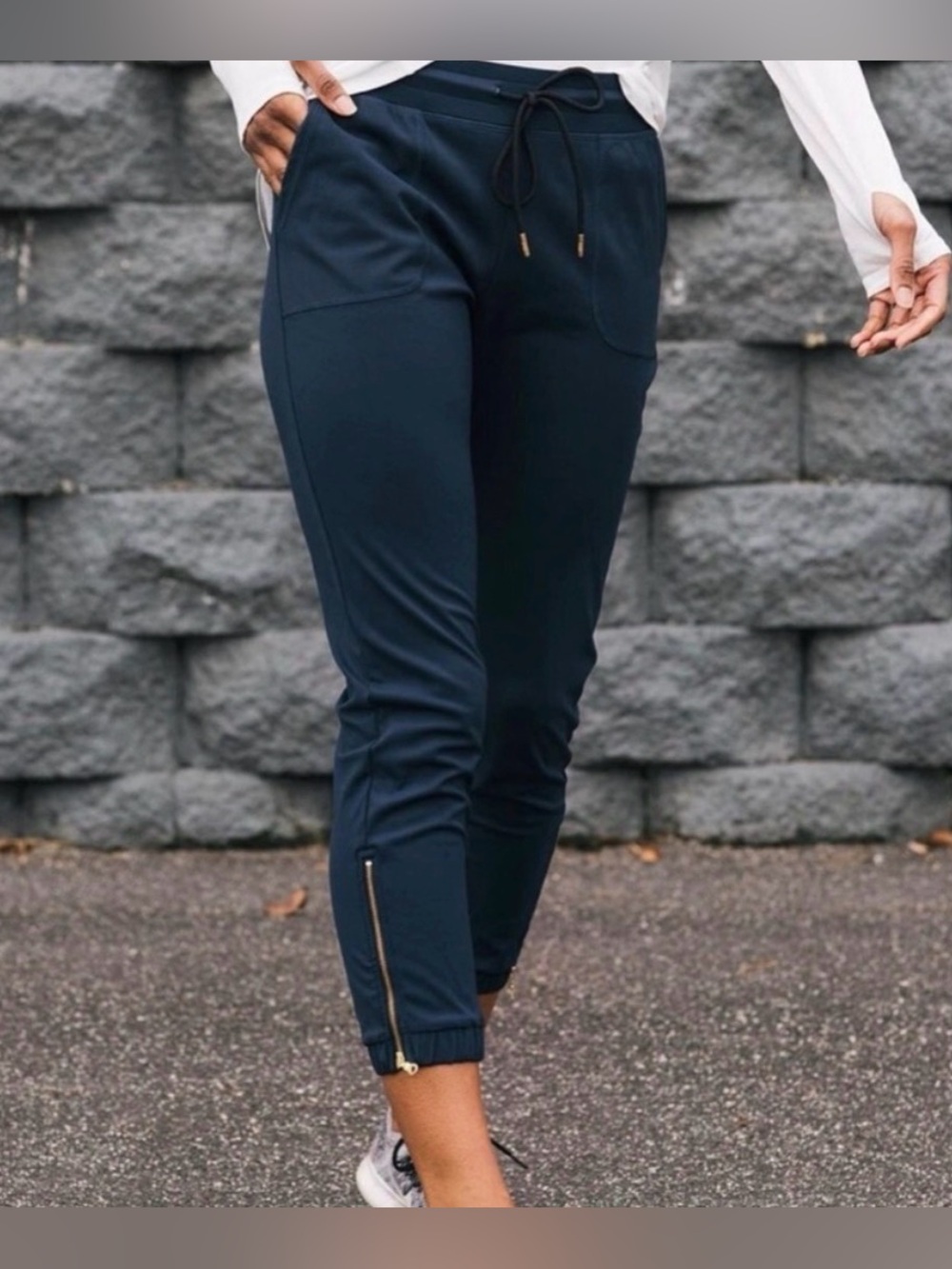 Navy Peak Zipper Joggers